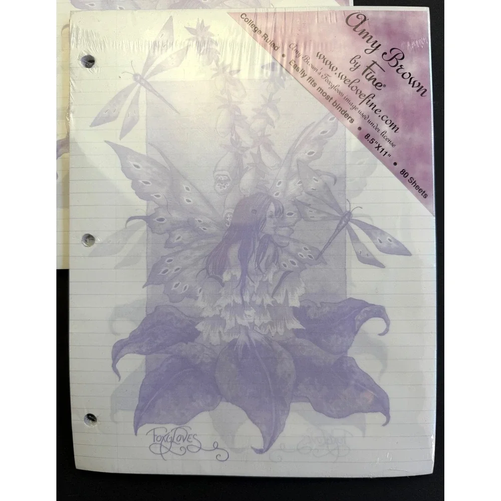 Amy Brown Fairy Filler Paper 2pk 80ct Purple Foxgloves Y2K Fantasy Stationery